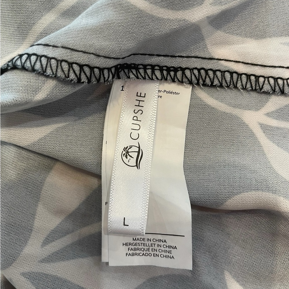 Cupshe Black White Leaf Print Swim Midi Sarong Coverup Tie Waist L NWOT - Picture 10 of 11